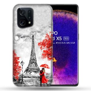 COQUE - BUMPER Coque Pour Oppo Find X5 Voyage France Paris Rouge 