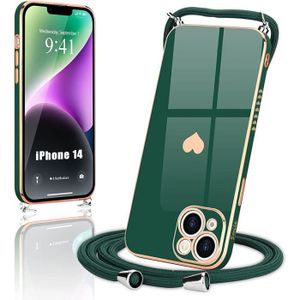 COQUE - BUMPER Coque Cordon pour iPhone 14 Vert Nuit Amour-Mignon