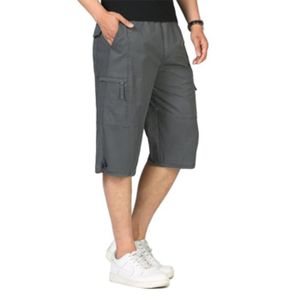 PANTACOURT Cargo pantacourt homme multi-poches zippées couleur unie large de Marque shorts hommes militaires de sport décontracté-Gris