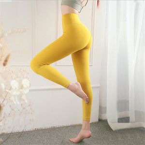 PANTALON DE SPORT Pantalon de yoga moulant taille haute pour femme - couleur jaune douce pour la peau
