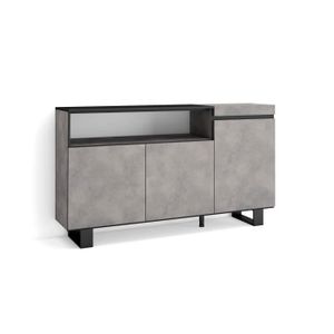 Buffet, Bahut, Enfilade, Meuble de Séjour, 150x35x87cm, Gris Ciment, RF2492
