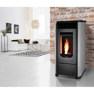 POÊLE À GRANULÉS - PELLETS Poêle à granulés électronique - Supra LENI7GRIS - Noir - 8 kW - 80 m2 - Programmable