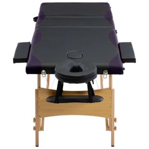 TABLE DE MASSAGE - TABLE DE SOIN NEUF Table de massage pliable 3 zones Bois Noir et violet  En Stock YESMAEFR