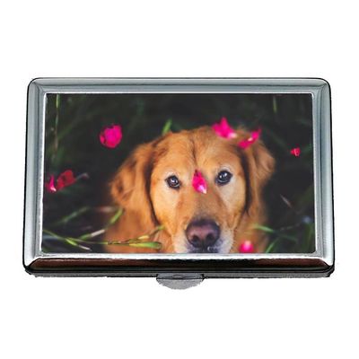 étui à Cigarettes Boîte Chien Chiot Golden Retriever Portefeuille De La Carte De Crédit