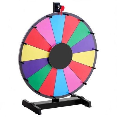 VEVOR Roue de prix rotative de 45,7 cm, 14 emplacements avec support, roulette Win Fortune de table avec un effaceur à sec et 2 marqueurs, 6 couleurs, assemblage facile, pour fête, pub