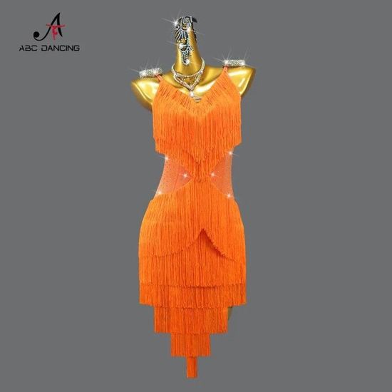 Justaucorps De Danse Latine Femme - Strass, Franges, Bretelles - Pour Salsa, Samba, Compétition - Taille S à XXL