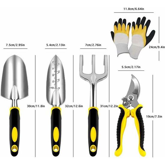 Ensemble D'Outils De Jardin, 9 Outils De Jardinage Comprenant Une