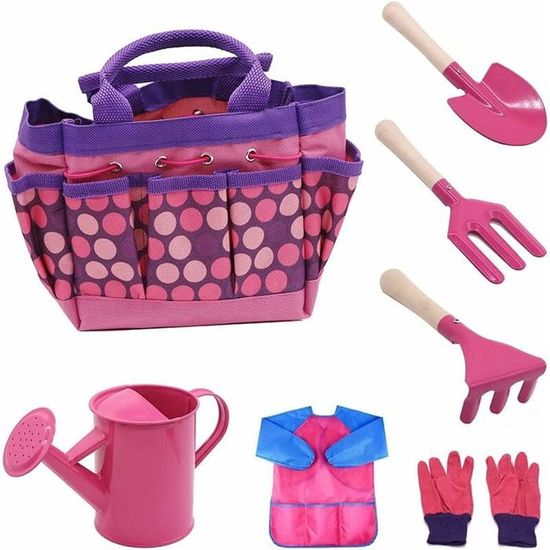 ROBOTIME Kit de jardin pour enfants de 18 pièces avec arrosoir, gants, tablier, chapeau et sac pour garçons et filles à partir de 3 ans