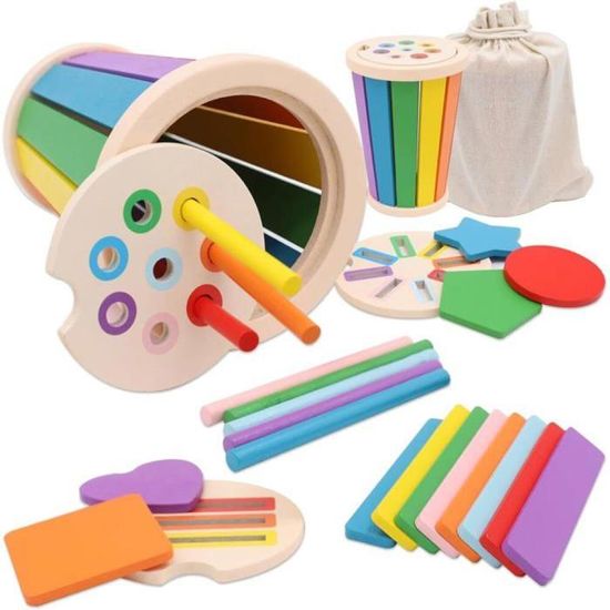 Jouet Montessori 8 En 1 En Bois - Jeux Éducatifs Pour Enfants 1-4 Ans, Développe Motricité, Logique, Sensoriel