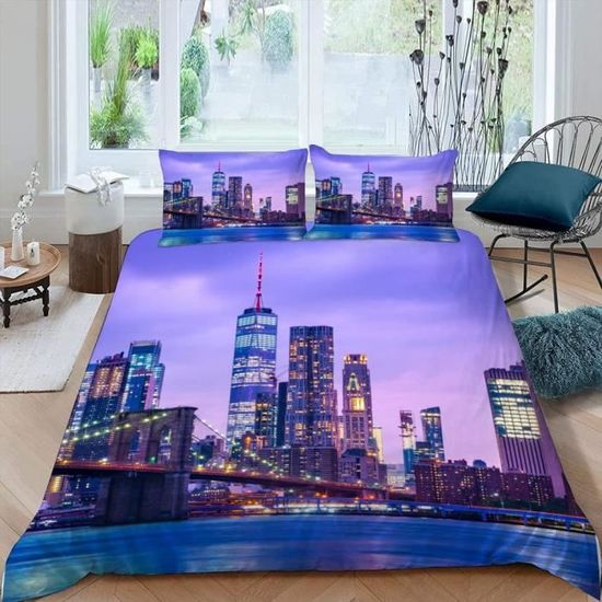 Parure De Lit 3 Pièces 140x200 Cm - Housse De Couette Réversible Motif 3D Cygne Ultra Douce, Avec 2 Taies 50x75 Cm