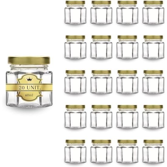 20 Petits Pots De Confiture 200ml KADAX - Hermétiques Avec Couvercles à Pois Rouges - Pour Miel, Épices Et Conserves