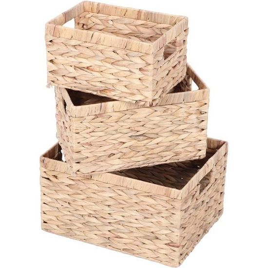 2 paniers de rangement, boite de rangement pliable en jonc de mer, panier crémaillère