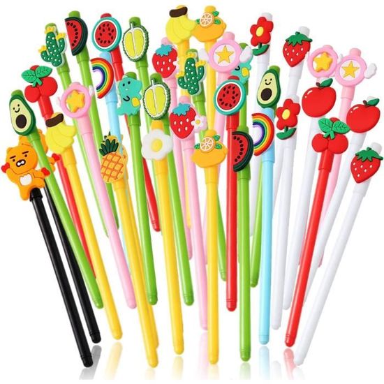 64Pcs Stylos De Dessin Animé Pour Les Enfants Remplissage De