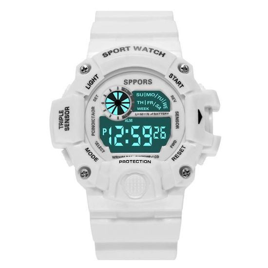Montre De Natation Submersible étanche De 100 M Avec Alarme Et Chronomètre, Support Double Fuseau Horaire, Format 12/24 Heures Pour Hommes, Femmes