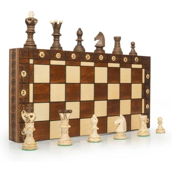 Master Of Chess Luxe Jeu D'échecs En Bois Pliable Master Of Chess - Échiquier 35 Cm Avec Pièces Faites Main Pièces Feutre Naturel