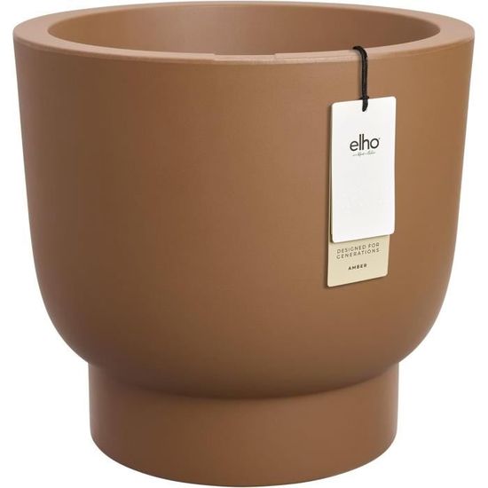 Pot De Fleurs Amber Beads Elho - Petit Modèle 39x35 Cm - Blanc/Lin - 100% Plastique Recyclé - Intérieur & Extérieur