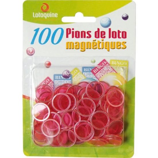 Loterie - LOTOQUINE - Sachet de 100 pions magnétiques Rose - Accessoire - Jeton