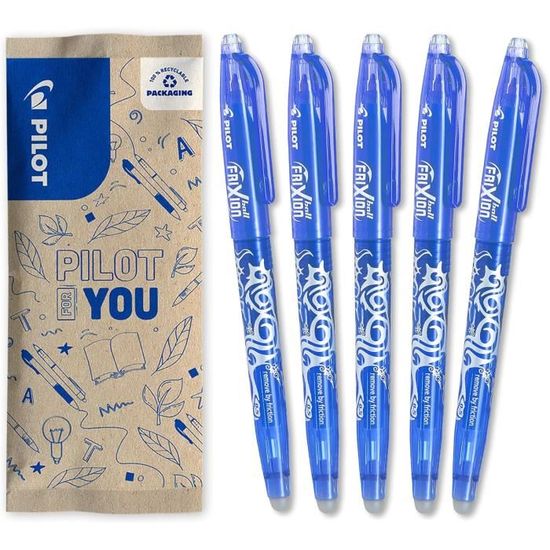 Stylos Effaçables 0.5 Mm - 8 Pièces Noir Et Bleu - Gomme Intégrée - Rechargeables - Design Mignon - 3