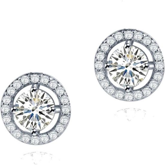 Boucles D'Oreilles Cercle Punto Luce - Bleu Nuit, Plaqué Or Blanc 18k & Cristal - Neuf Avec étiquettes