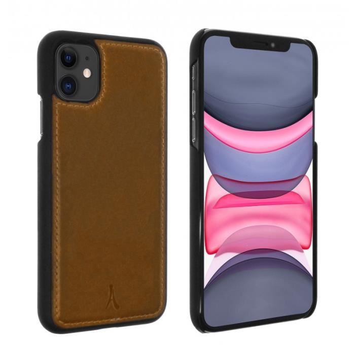 COQUE CUIR MARRON IPHONE 11