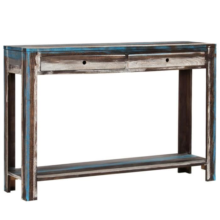 INGSHOP© Table console Bois massif Vintage 118 x 30 x 80 cm Surface polie, peinte et laquée