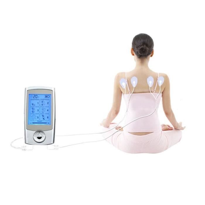 Électrostimulateur TENS, soulagement des douleurs avec 16 programmes de massage, 2 canaux de sortie (A et B) pour le traitement