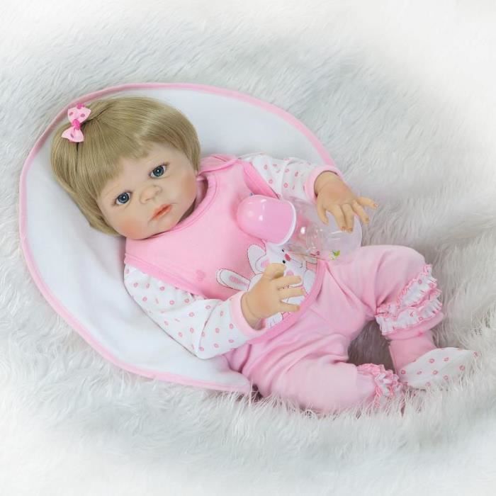 57 CM NPK Plein Corps En Silicone Reborn Poupée Belle Vivid Bébé Reborn fille Poupée Avec Blond Cheveux Enfant Baignade