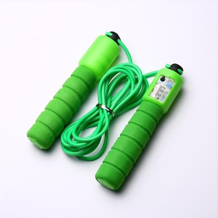 Corde à sauter avec Compteur Exercice Fitness réglable à vitesse rapide comptage sauter fil - Vert