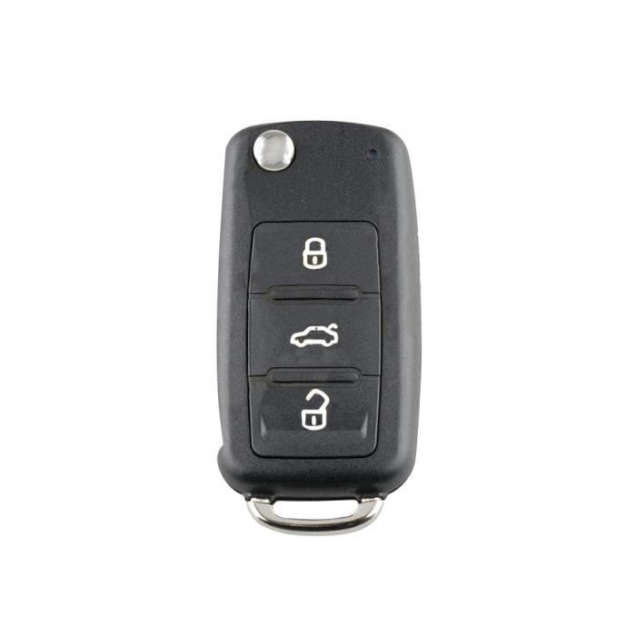 DAMILY® Coque de clé de voiture Pliant 3 boutons Convient pour Volkswagen Plastique - Noir