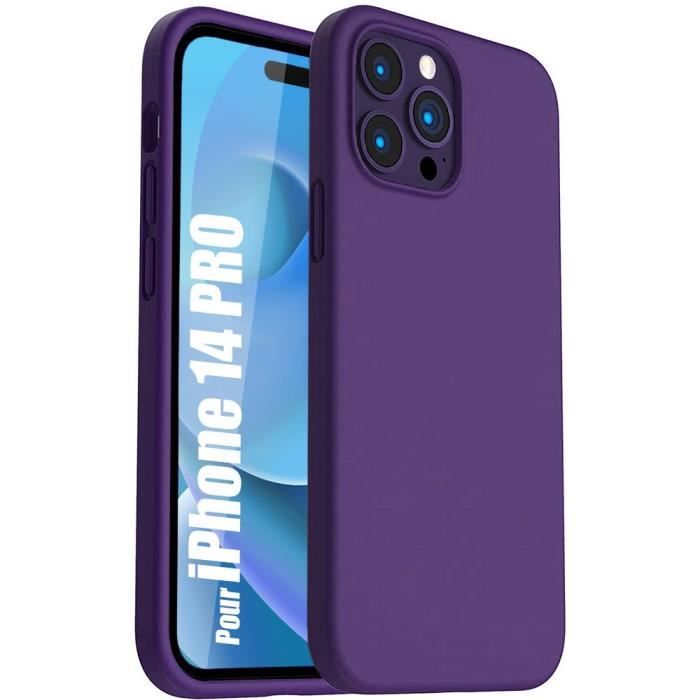 Coque pour iPhone 14 Pro Violet Foncé Mat Protection Silicone Antichoc
