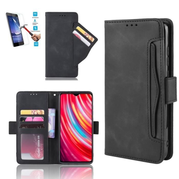 Etui Samsung Galaxy A51 Portefeuille Noir + Film Verre Trempé - Housse Coque En Cuir Pu hfs-house®