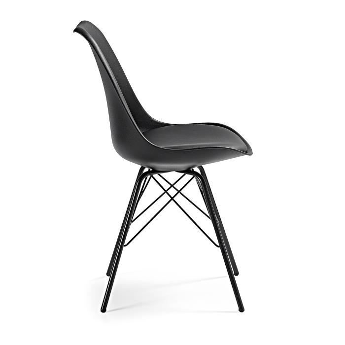 Chaise Ralf avec pieds en acier, noir