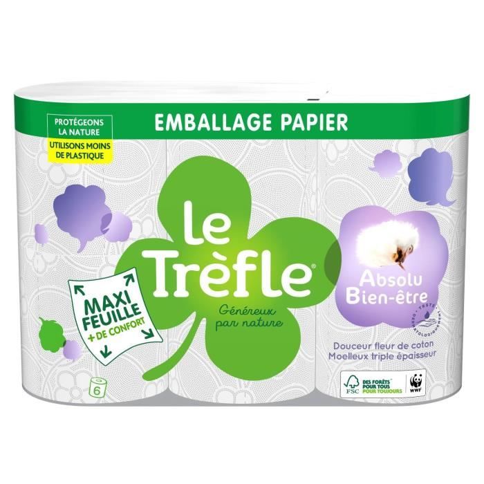 LE TREFLE Papier toilette Maxi Feuille Absolu bien-etre x6