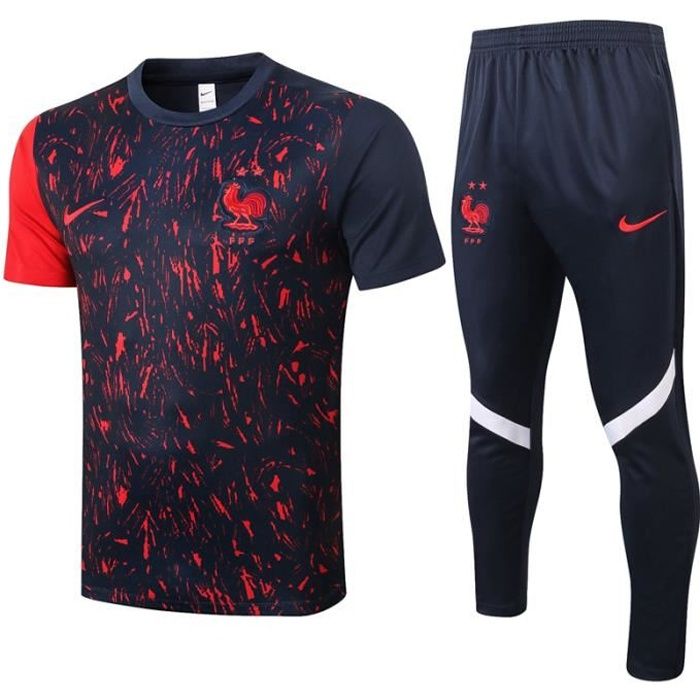 Survêtements Foot Homme Equipe de France - 2021 Maillot de Foot Homme Tenue de Foot - T-Shirt et Pantalon