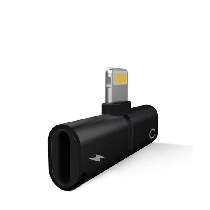 OEM - Mini Adaptateur Lightning/Jack pour IPHONE 11 APPLE Chargeur Ecouteurs 2 en 1 Casque - couleur:NOIR