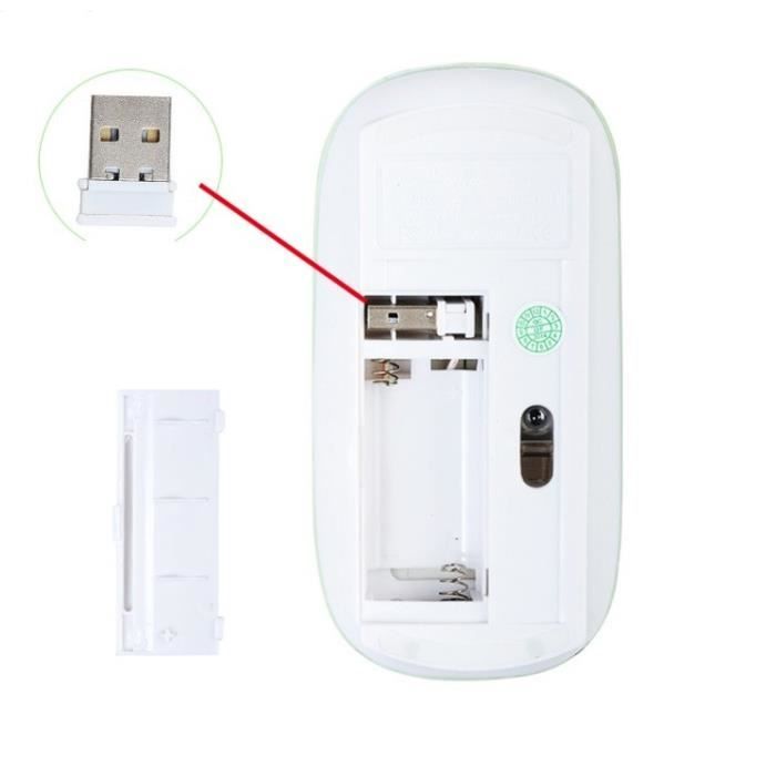 Souris pour MAC USB Sans Fil Ultra Plate Universelle Capteur Optique 3 Boutons Ordinateur (BLANC)