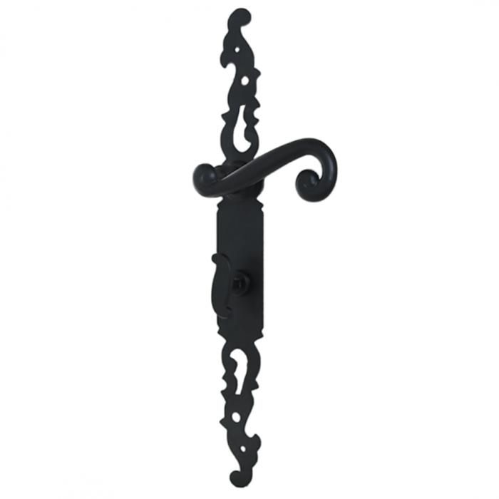 Poignées de porte fer forgé noir ensemble COQ noir condamnation C 330X36 mm