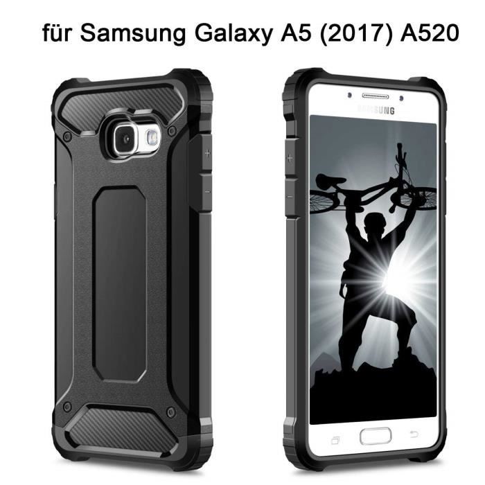 SmartLegend Anti Rayures Coque Samsung A5/2017 TPU&PC Anti Choc conception anti-poussière Etui Noir