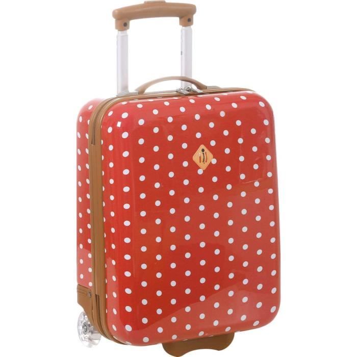 Valise cabine rouge à pois 32,0 (L) x 45,0 (H) x 19,0 (E) cm Rouge