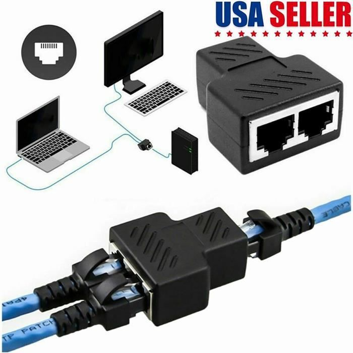 Câble Ethernet RJ45 CAT5 6 Port LAN 1 à 2 Socket Splitter Connecteur Adaptateur PC