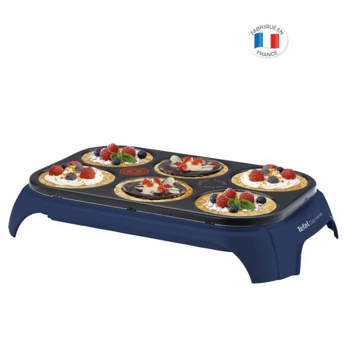 TEFAL PY559401 Crep’Party Colormania Crêpier, 6 mini crêpes, Fonction Thermospot®, Revêtement antiadhesif, Fabriqué en France