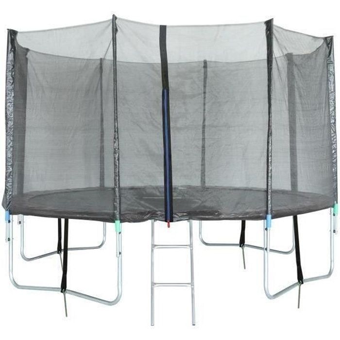 Trampoline 427 cm Noir TRIGANO Échelle, filet de protection, housse de protection et ancrage inclus