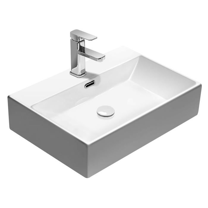 Mini Lavabo Suspendu Céramique Blanc – 370×180×90 Mm – Design Moderne Rectangulaire Pour Petite Salle De Bain