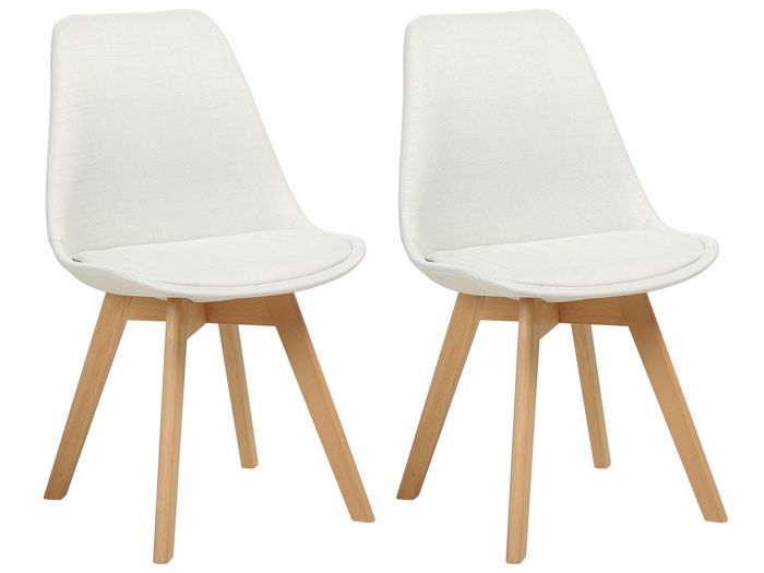 Lot de 2 chaises de salle à manger en tissu blanc cassé DAKOTA II