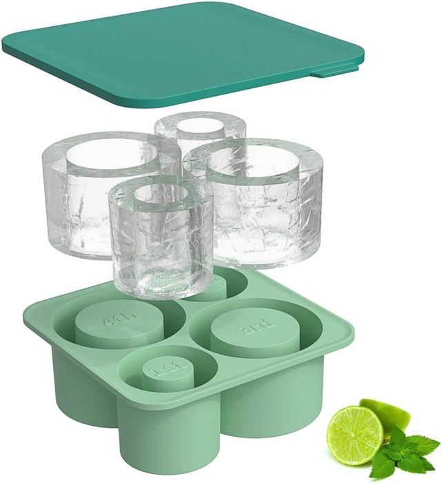 Lot De 2 Moules à Glaçons Silicone Avec Couvercle - Glaçons Ronds Et Carrés 5 Cm - Sans BPA, Passe Lave-Vaisselle - 9