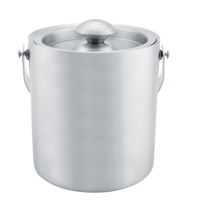 Seau à Glace En Acier Inoxydable Double Paroi 2 Litres - Avec Couvercle Silicone, Pince Et Passoire - Idéal Cocktails, Fêtes, Champagne