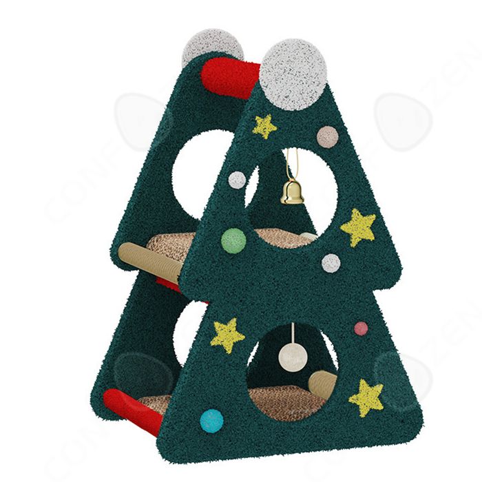 Meilleurs prix pour C Arbre à chat petite plateforme de saut nouveau style noël sisal forme darbre de noël créativité multi niveaux jouets chat
