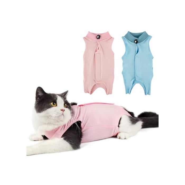 Comparer les prix de 2Pcs Gilet de Récupération de Chat Combinaison de Récupération pour Chat Anti Léchage Body Chat Post Operatoire - Idéal pour C