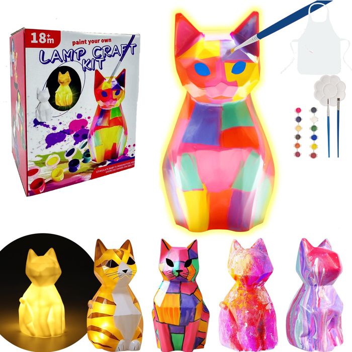 Lampe Chat - Lampe de Chat Veilleuse 3D - Kit de Peinture Bricolage Enfant - Jouet Fille Garcon - Cadeau Fille 6 7 8 9 10 12 Ans