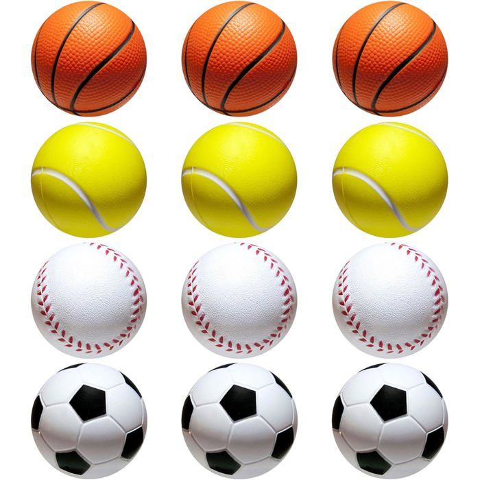 Lot de 24 mini doigts en mousse pour fans de sport - Pour fête d'anniversaire sur le thème du sport, événements sportifs, jeux, baseball, basket-ball, football (noir